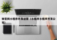 微官网小程序开发运营（小程序小程序开发公司）