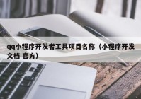qq小程序开发者工具项目名称（小程序开发文档 官方）